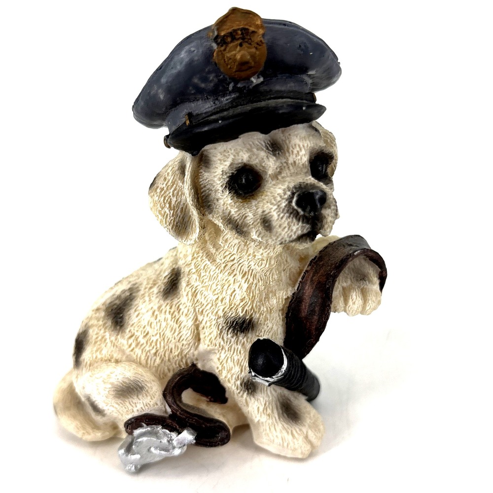 Dalmatian Dog Figurine Police Officer Hat 4" tall Resin Spotted Animal